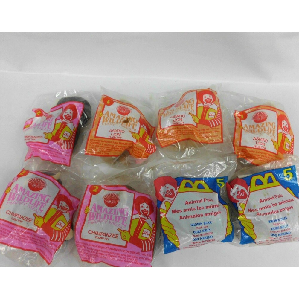 Vintage 1994 McDonalds Happy Meal Toys Lot of 8 Amazing Wildlife Animal Pals New